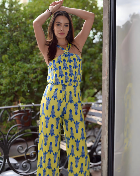YELLOW + BLUE HALTER SET